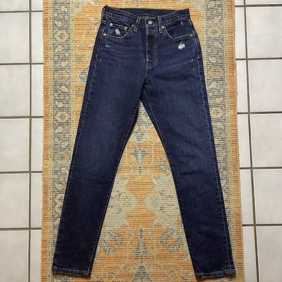 Levi’s 501 Salsa Destiny Dark Wash Button Fly Skinny Jeans 26x28 - Picture 6 of 12